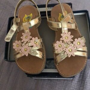 Gold and Pink Kids Sandals with our the box